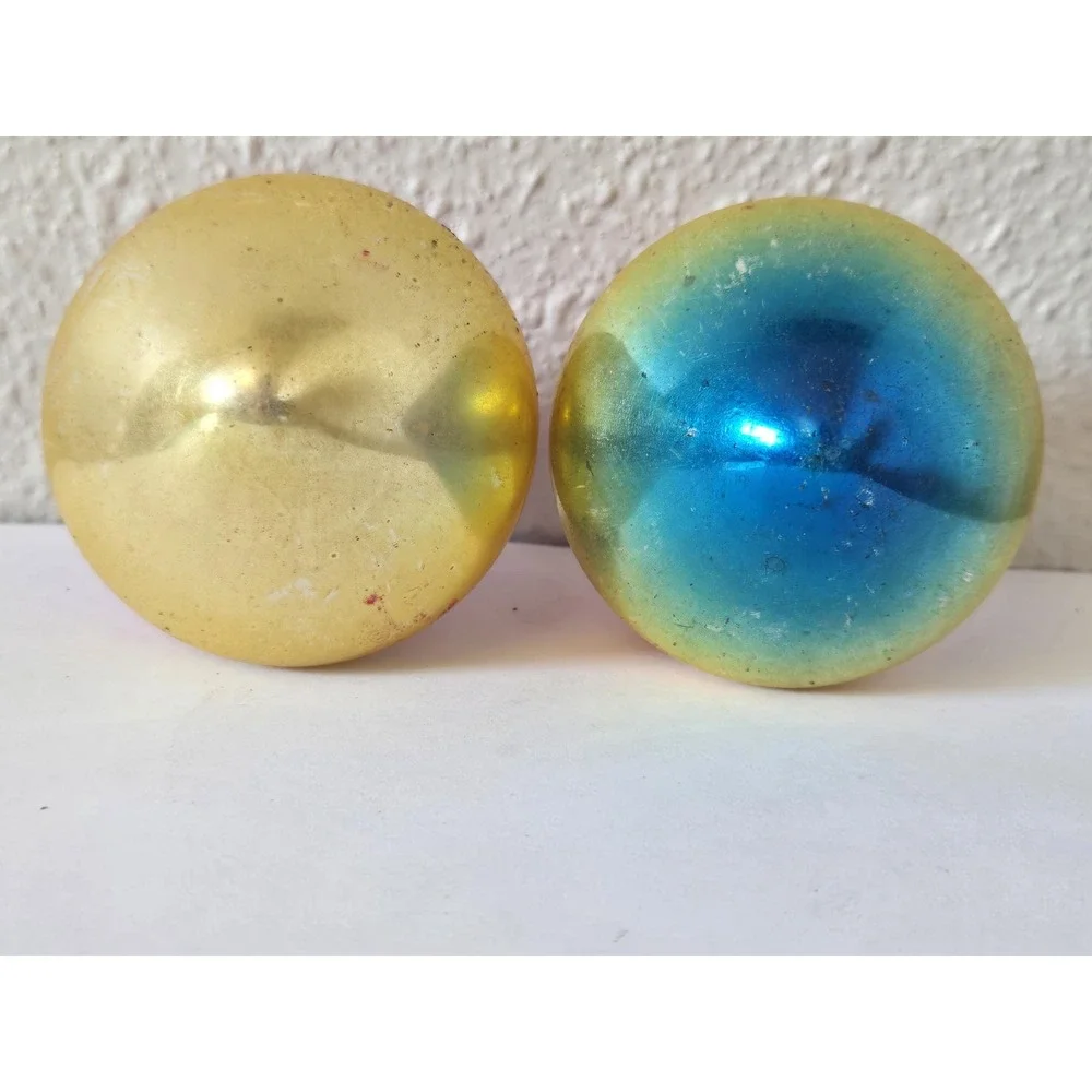 Lot Of 2 Vintage Shiny Brite Atomic Top UFO Ombre Christmas Ornaments Pink Gold